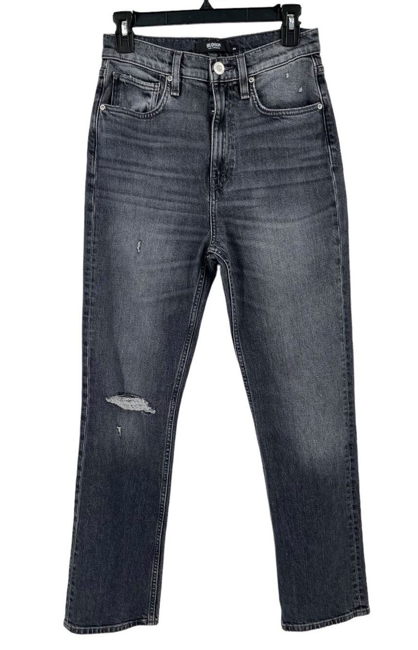 Hudson Jeans Jade High Rise Distressed Straight faded black size 25